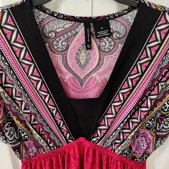 New Directions Women's Short Sleeve Pink Black Dress Small - Picture 3 of 3